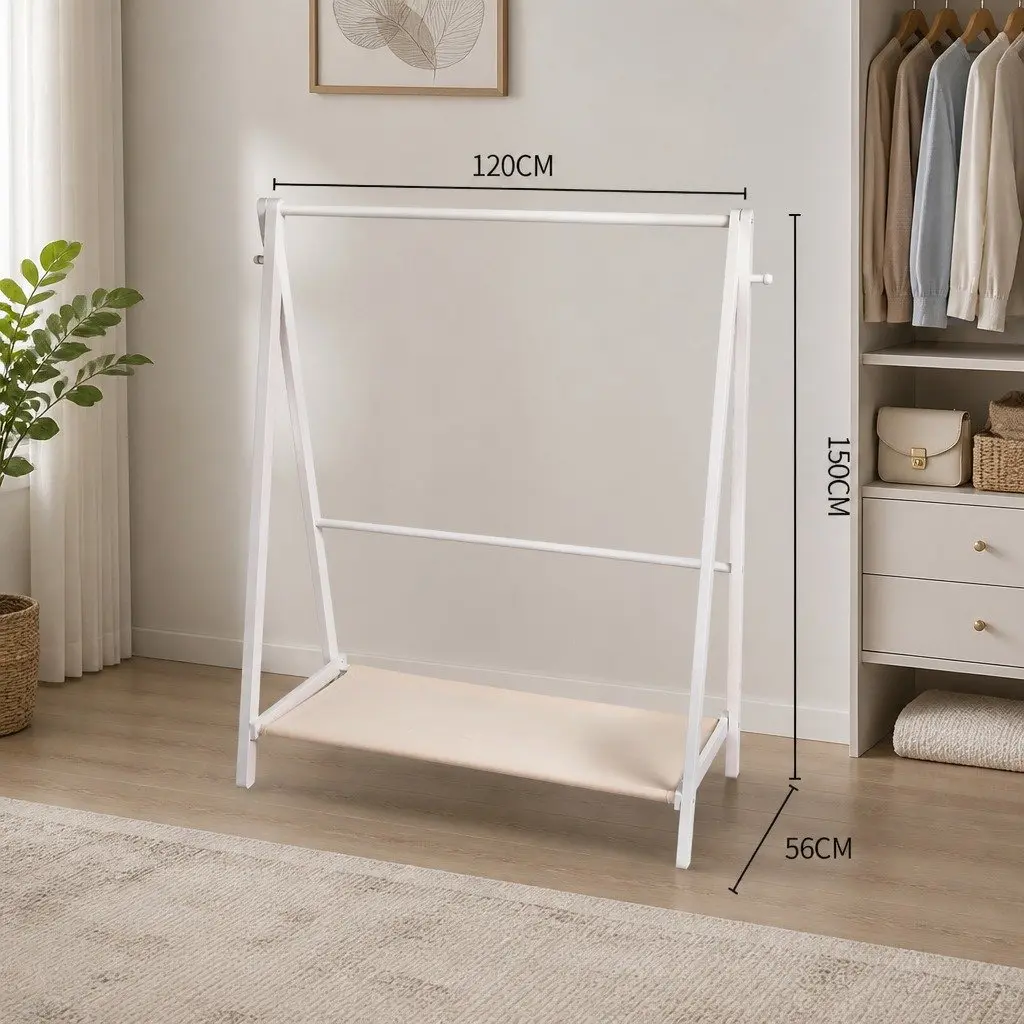 Wooden Clothes Rack with Ample Storage