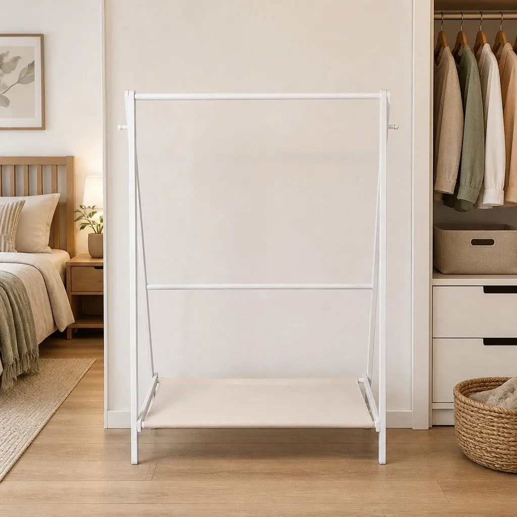 Wooden Clothes Rack with Ample Storage