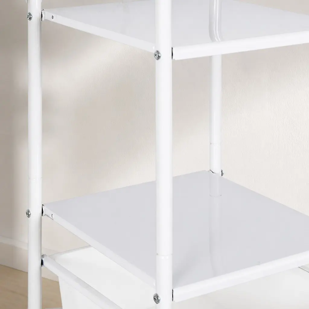 Clothes Rack Stand 94cm Wardrobe Organizer Hanging Bar Storage Boxes Wheels