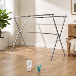 Clothes Drying Airer Rack Foldable Adjustable 150-200cm Stainless Steel Space