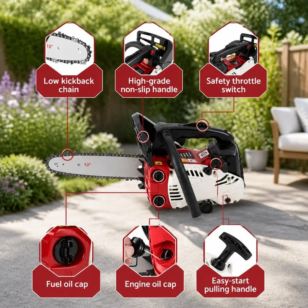 Petrol Chainsaw 25cc 10" Bar E-Start Tree Pruning Lightweight Power Tool
