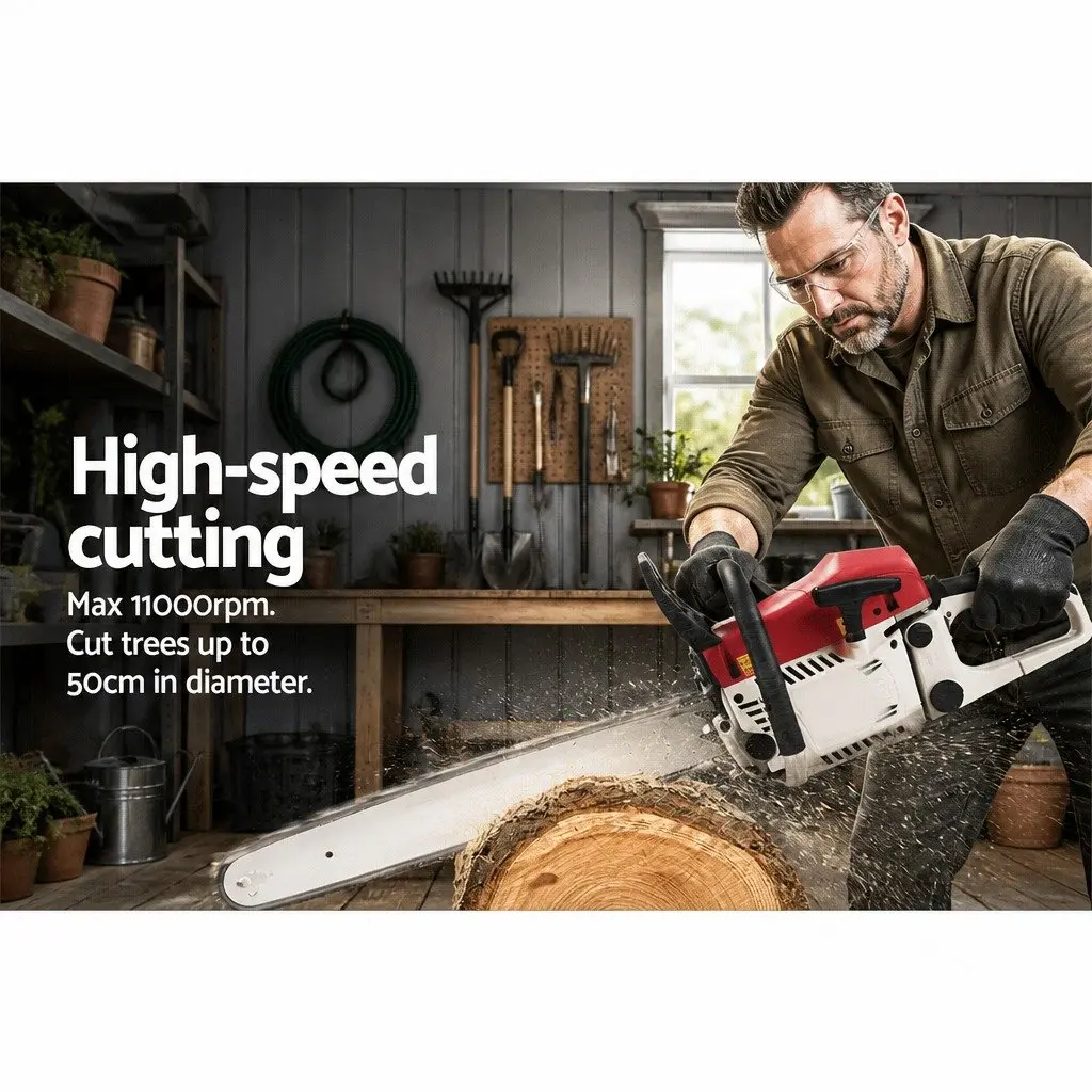 Petrol Chainsaw 62CC 20" Bar E-Start Commercial Pruning Cutting Power Tool