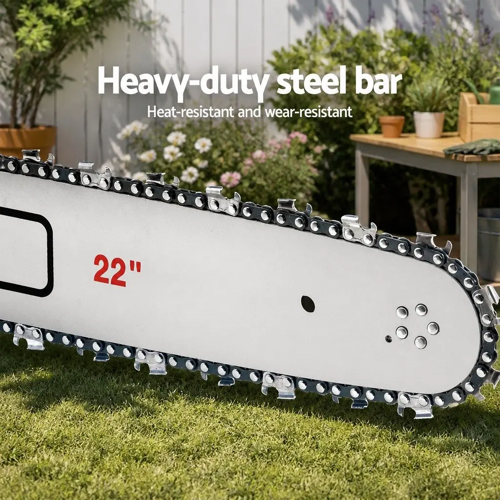 Petrol Chainsaw 62CC 22" Bar Commercial Grade E-Start Pruning Cutting Tool