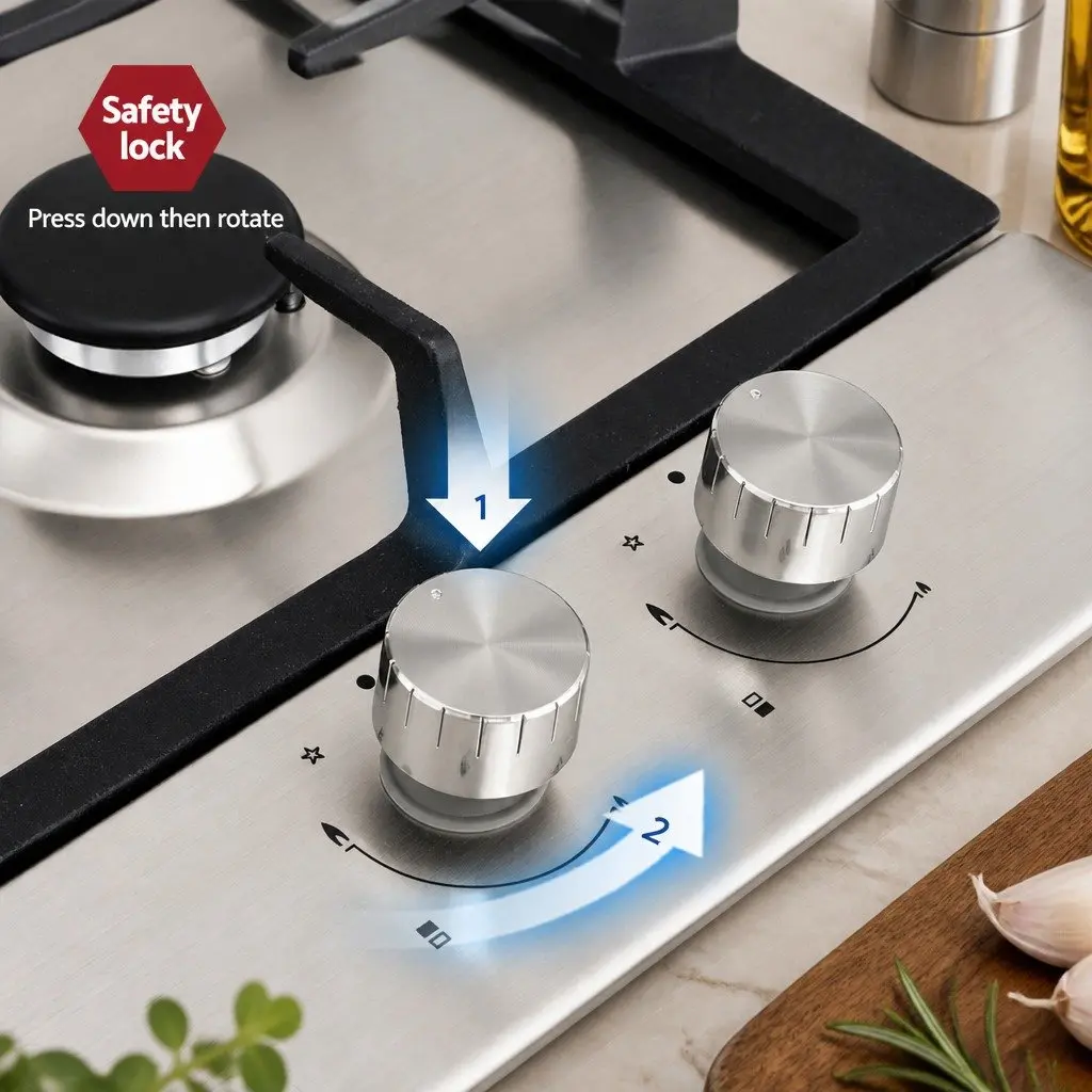 30cm Gas Cooktop 2 Burner Built-in Stove Wok Silver Stainless Steel Kitchen
