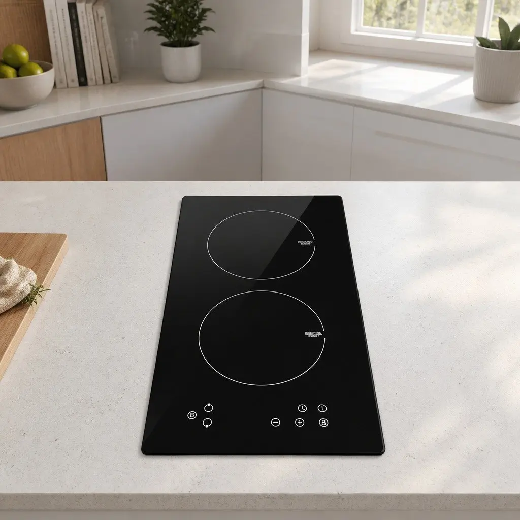 Electric Stove Induction Cooktop 30cm Black Glass 2 Zones Touch Control