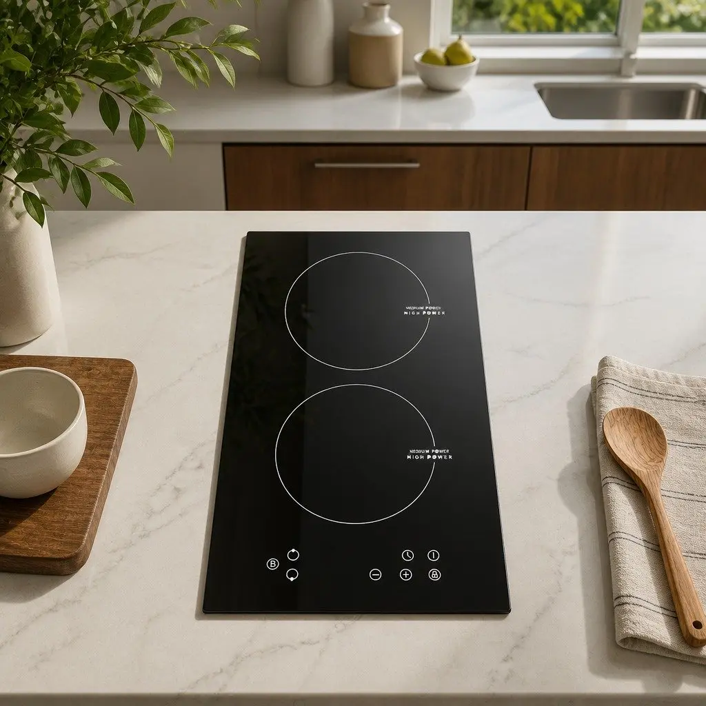 Electric Stove Induction Cooktop 30cm Black Glass 2 Zones Touch Control