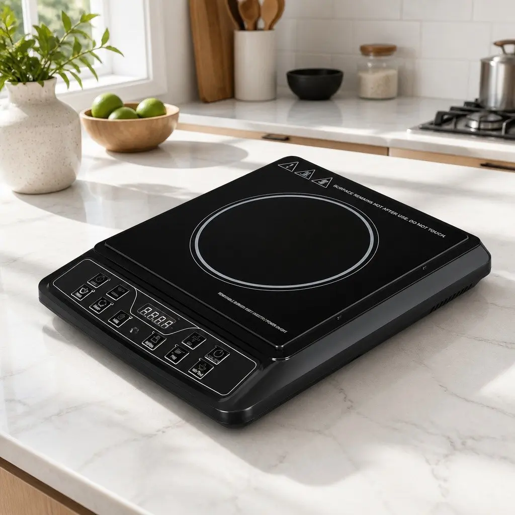 Induction Cooktop Single Burner 30cm Portable Electric Cooker Black Glass 2000W