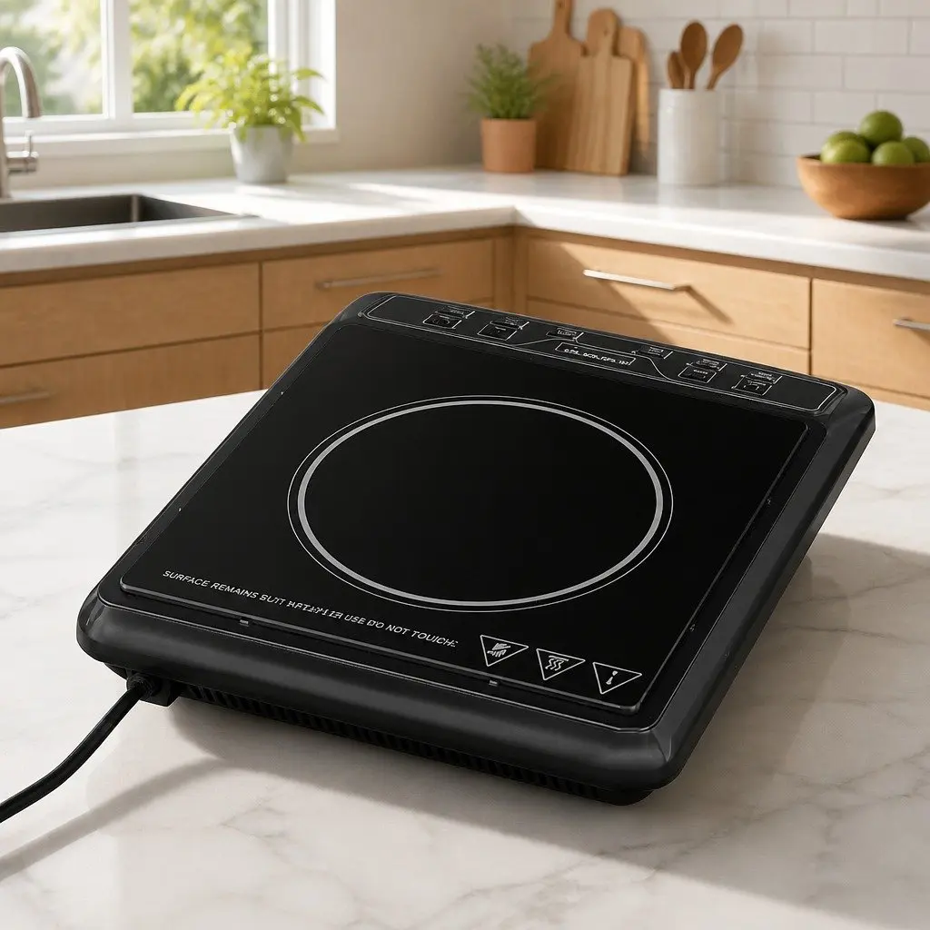 Induction Cooktop Single Burner 30cm Portable Electric Cooker Black Glass 2000W