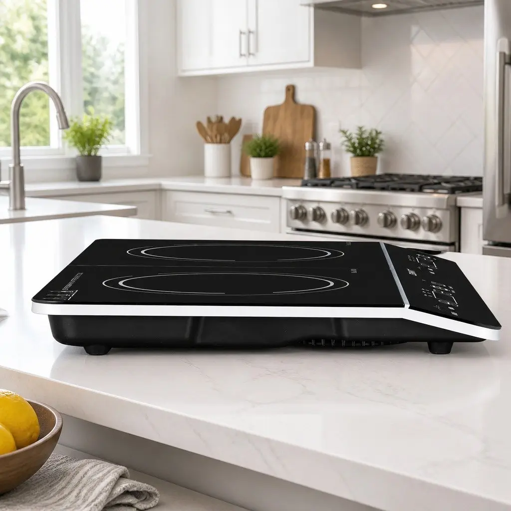 Portable Induction Cooktop 60cm Black Ceramic Glass Touch Control 2 Cooking Zones