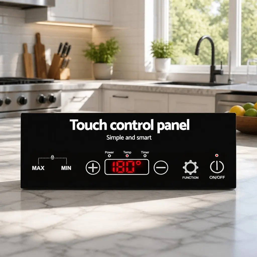 Portable Induction Cooktop 60cm Black Ceramic Glass Touch Control 2 Cooking Zones