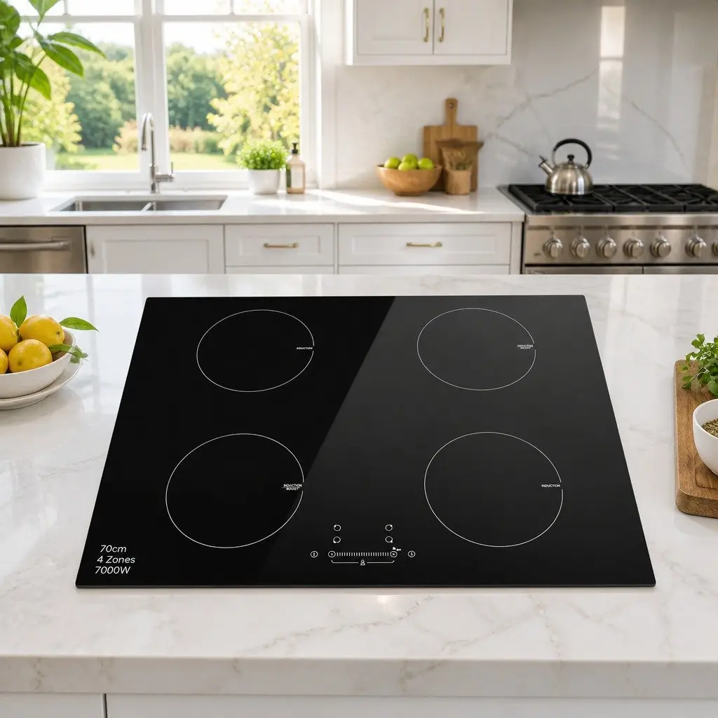 Induction Cooktop 70cm 4 Zones Black Ceramic Glass Stove Hot Plate