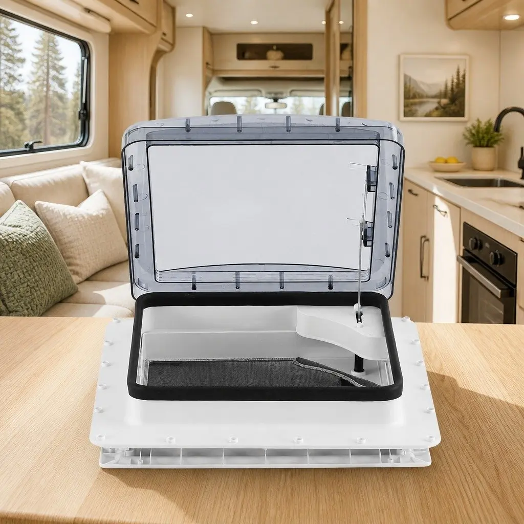 Caravan Roof Vent Air Exhaust Hatch for RV Motorhome Camper 40 x 40 cm White or Dark Grey