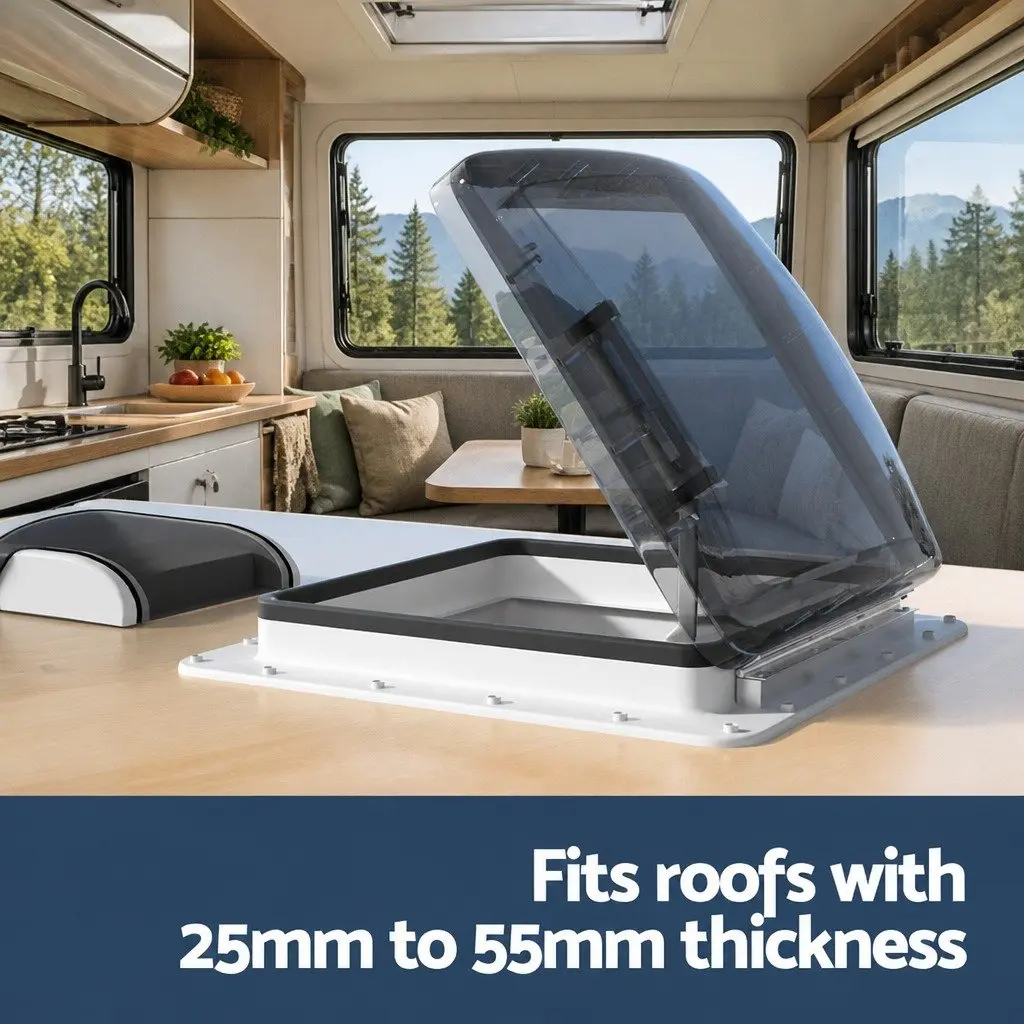 Caravan Roof Vent Air Exhaust Hatch for RV Motorhome Camper 40 x 40 cm White or Dark Grey