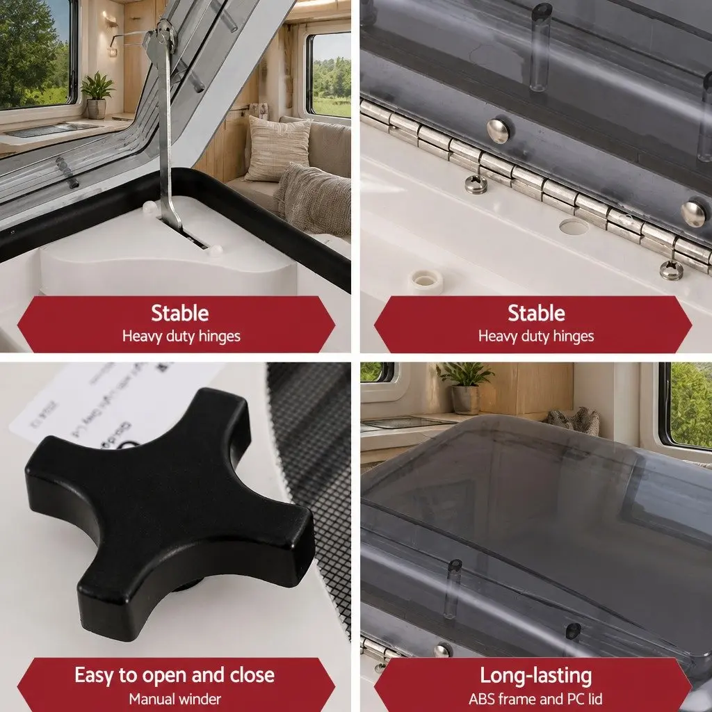 Caravan Roof Vent Air Exhaust Hatch for RV Motorhome Camper 40 x 40 cm White or Dark Grey