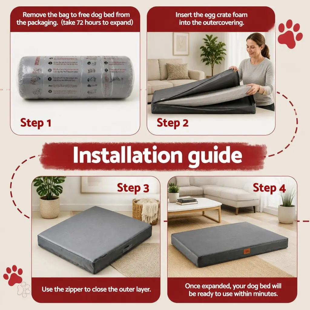 Dog Bed Orthopedic Support XL 111x81cm Grey