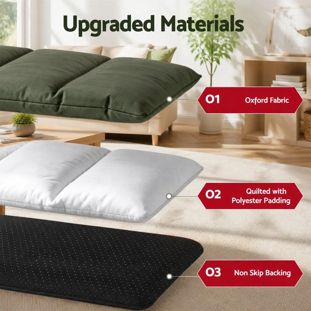 Outdoor Dog Bed Water-Resistant Large Foldable Travel Mat Green Black