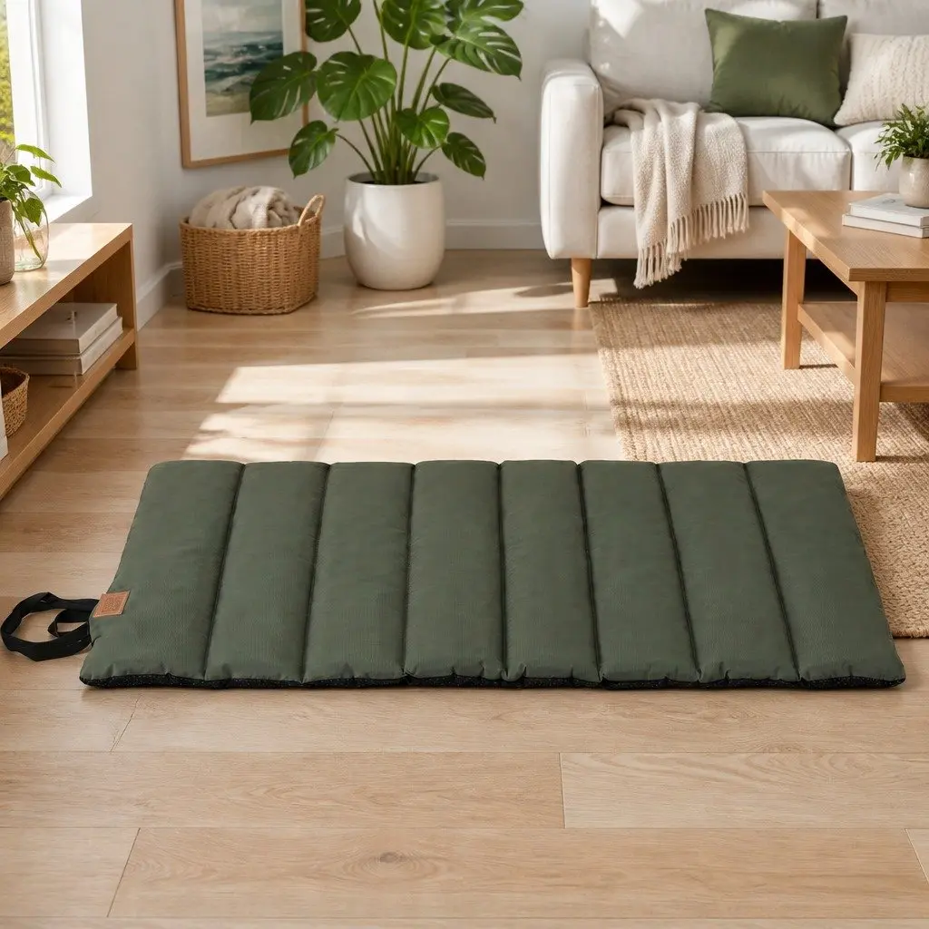 Outdoor Dog Bed Water-Resistant Large Foldable Travel Mat Green Black