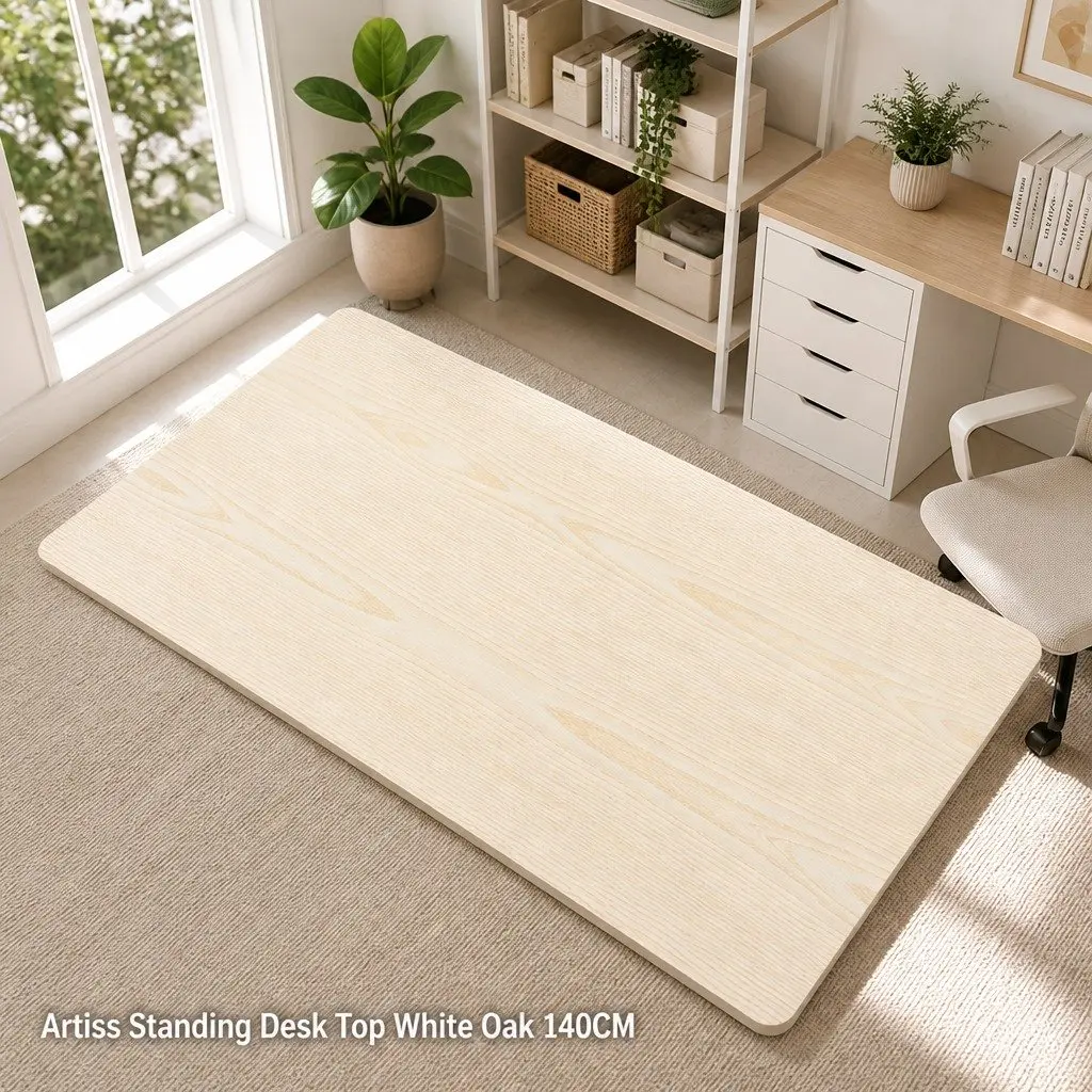 Standing Desk Top White Oak 140cm Work Surface Pre-Drilled