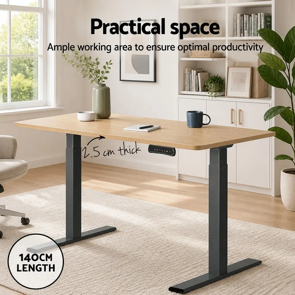 Standing Desk Top White Oak 140cm Work Surface Pre-Drilled