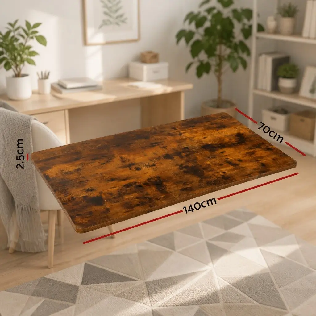 Standing Desk Top Rustic Brown 140cm x 70cm Office Workspace Surface
