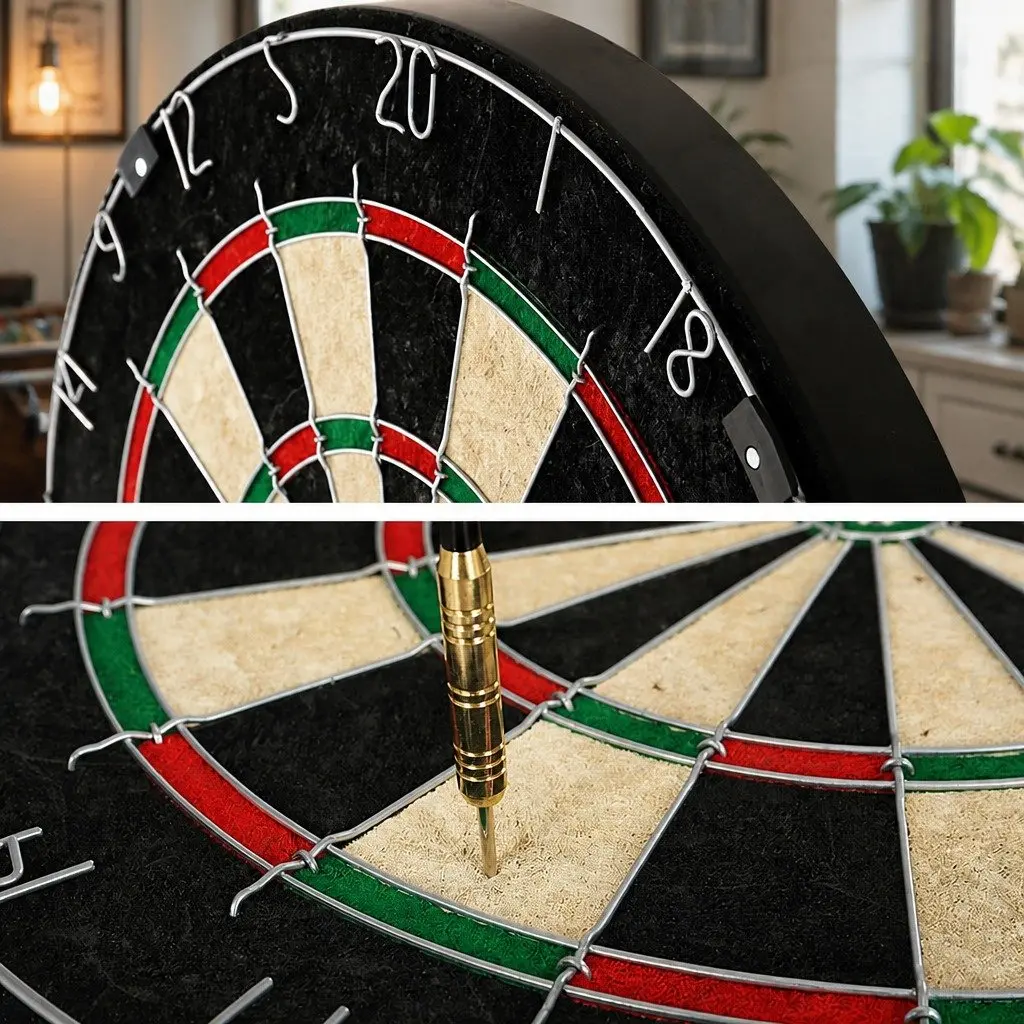 Dartboard Cabinet Wall Mount Game 18 Inch Brown with 6 Steel Darts