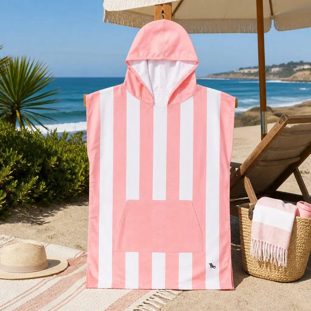 Kids Hooded Poncho Towel Quick Dry Beach Swim Cover Change Robe M 8-10 Years