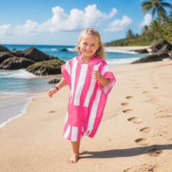 Kids Hooded Poncho Towel Quick Dry Beach Cover Small 4-7 Years Cabana Collection