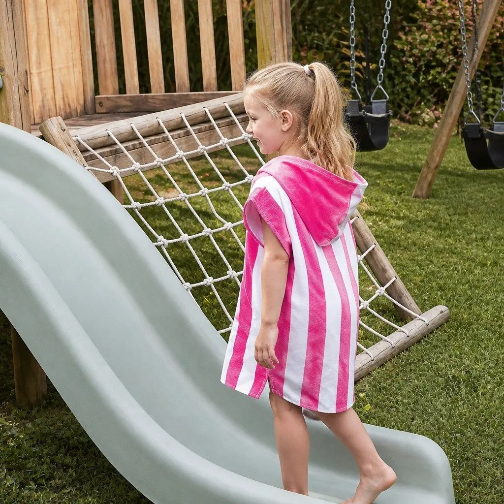 Hooded Poncho Towel Quick Dry Beach Cover Small 4-7 Years Phi Phi Pink