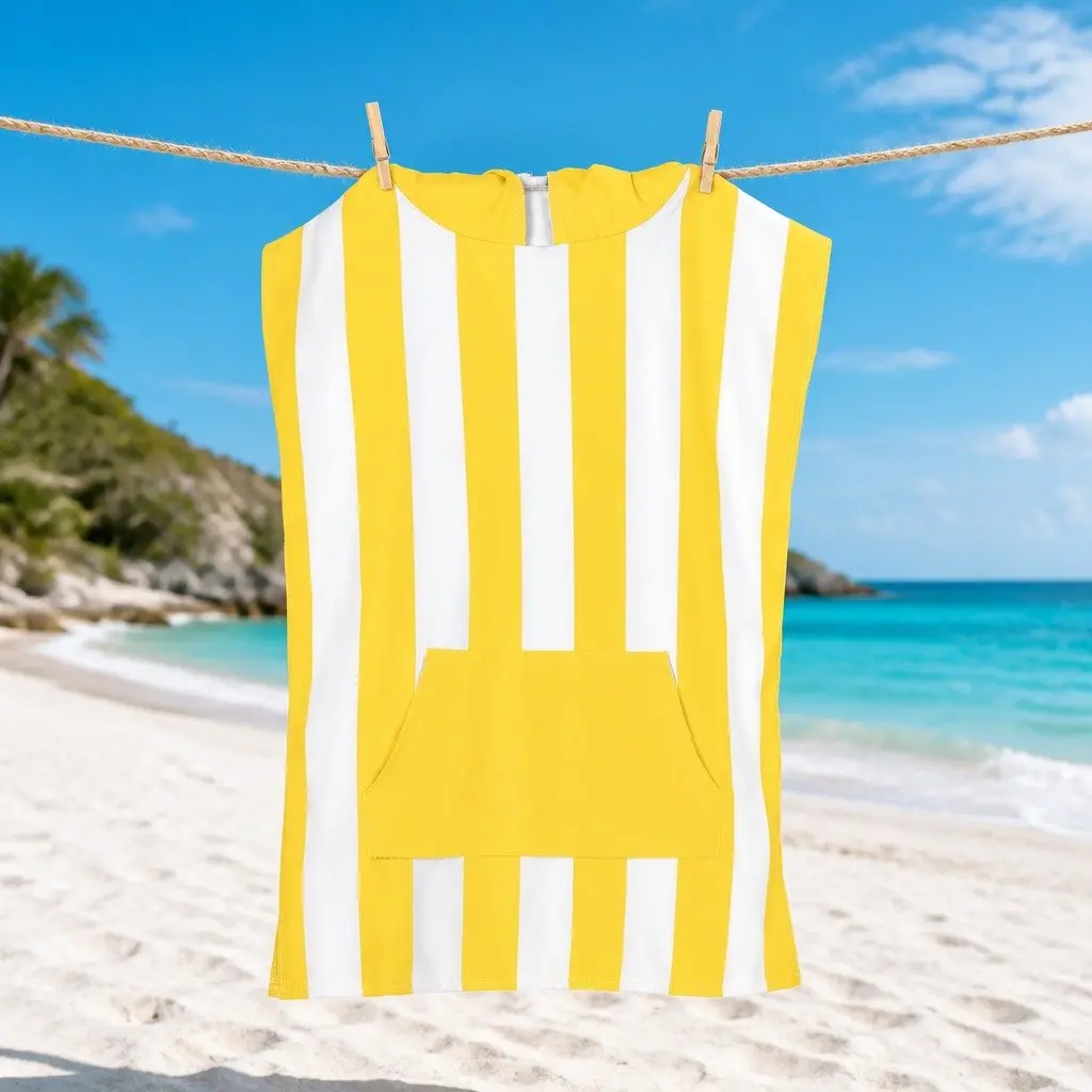Hooded Poncho Towel Quick Dry Beach Cover XS 2-4 Years Boracay Yellow