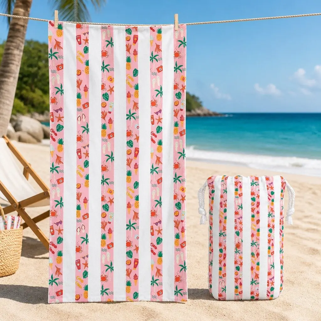 Kids Beach Towel Quick Dry Compact Lightweight Sand Free M 130 x 70 cm
