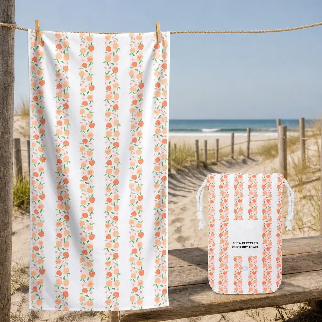 Kids Beach Towel Quick Dry Compact Lightweight Peach 130x70cm