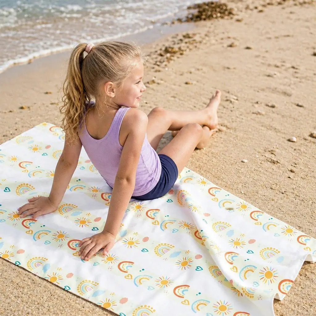 Kids Beach Towel Quick Dry Compact Lightweight Sand Free Pool M Rainbow Road
