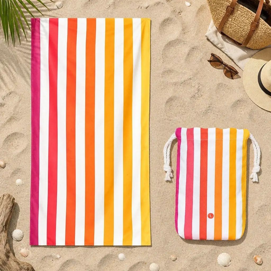Large Beach Towel Quick Dry 160cm x 80cm Peach Sunrise