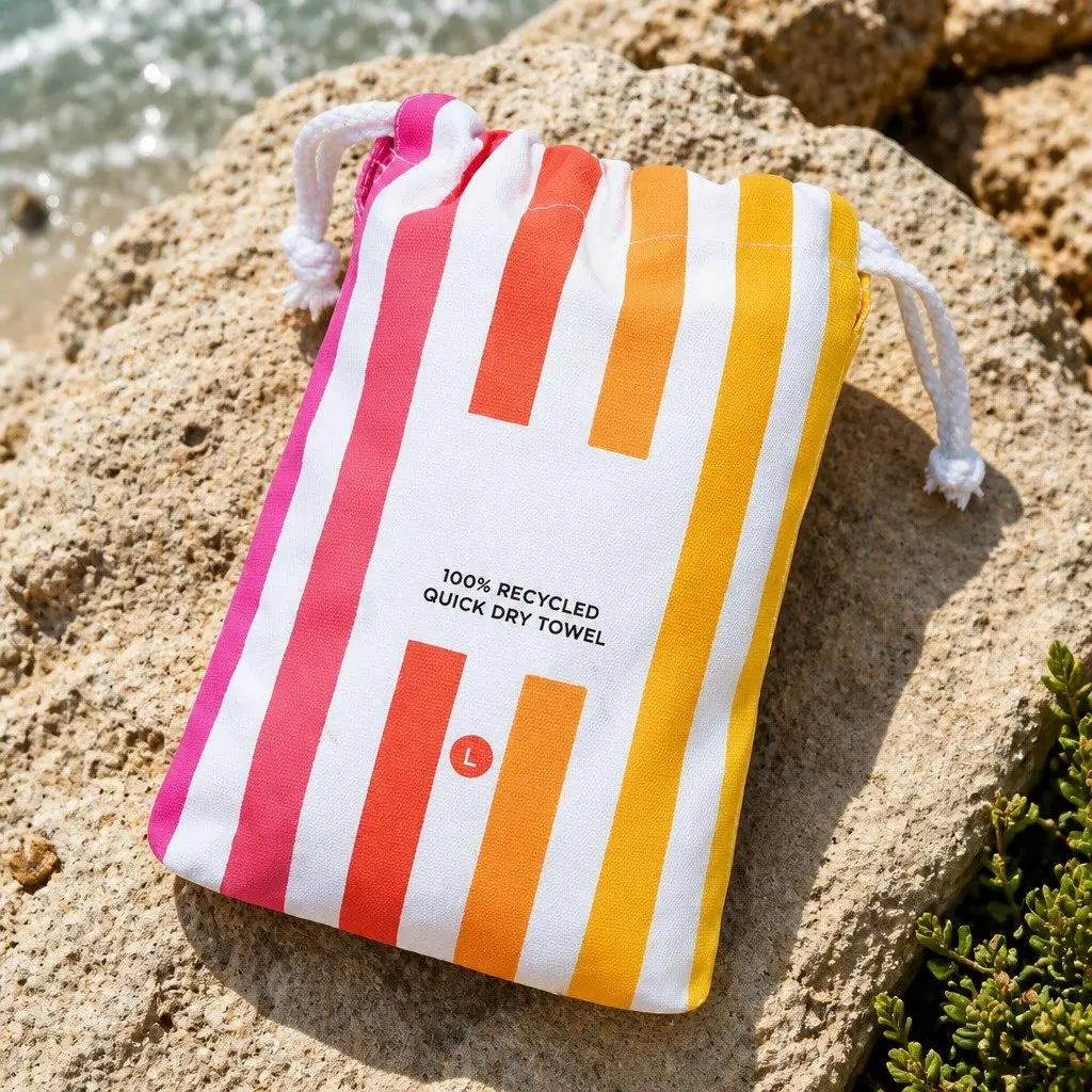 Large Beach Towel Quick Dry 160cm x 80cm Peach Sunrise