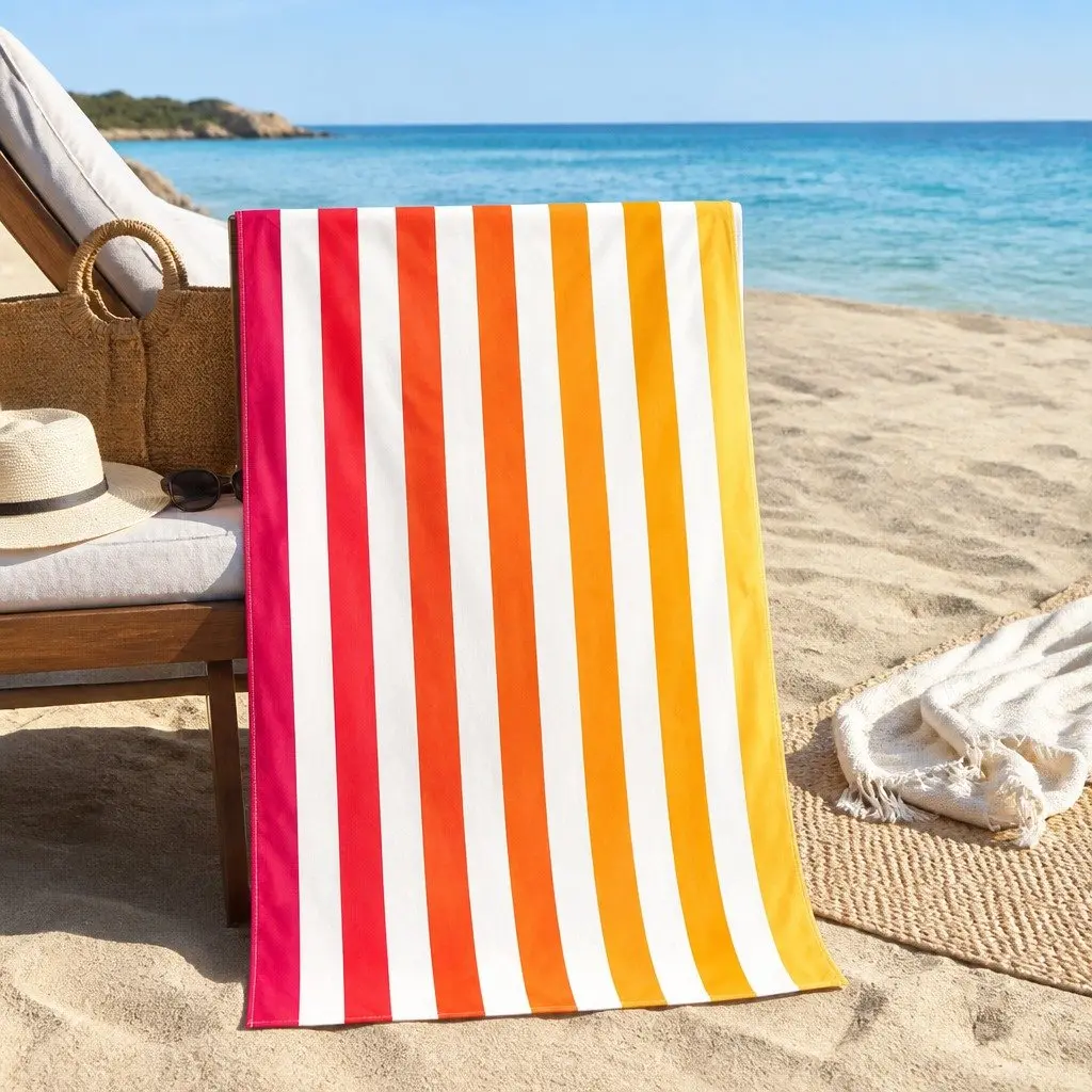 Large Beach Towel Quick Dry 160cm x 80cm Peach Sunrise