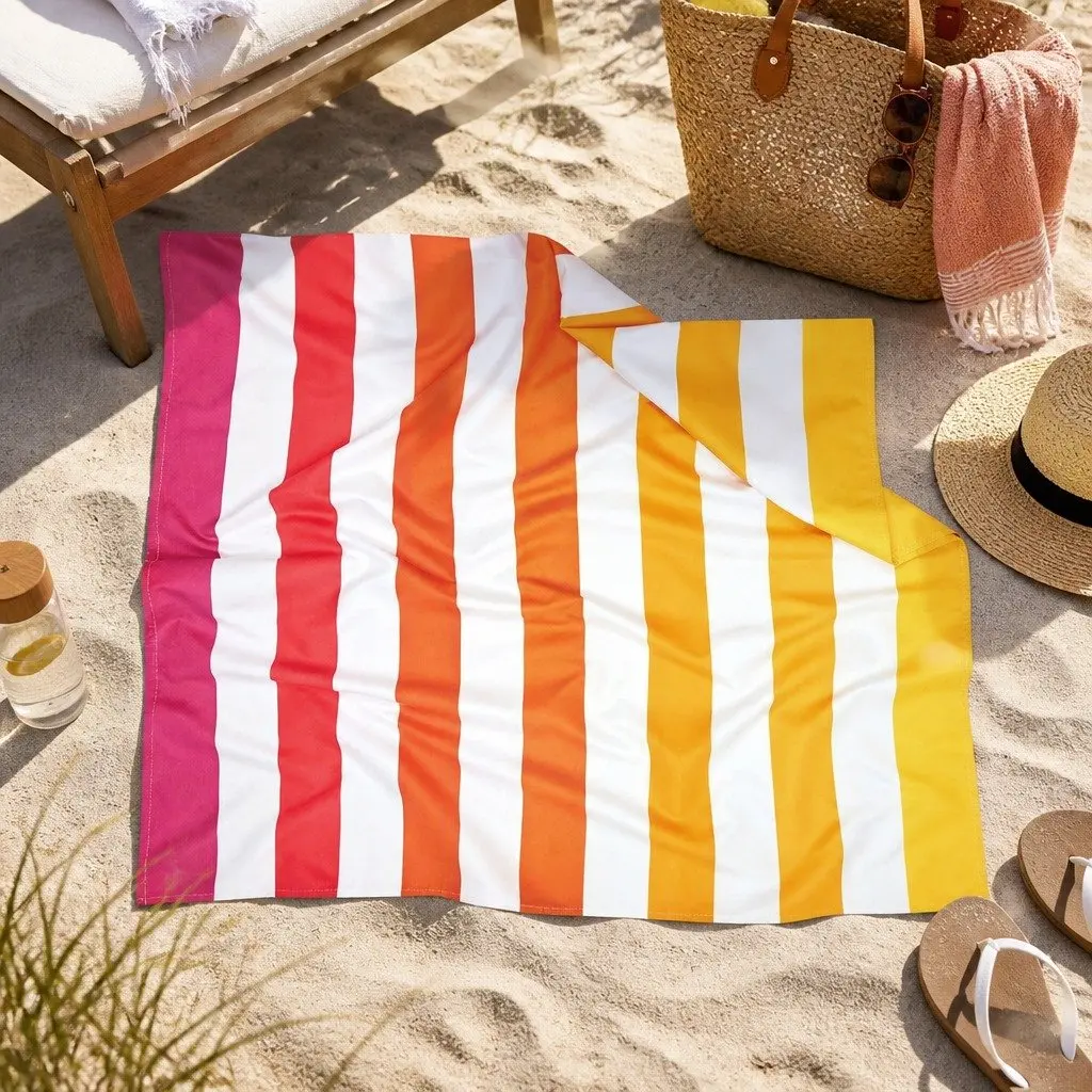 Large Beach Towel Quick Dry 160cm x 80cm Peach Sunrise