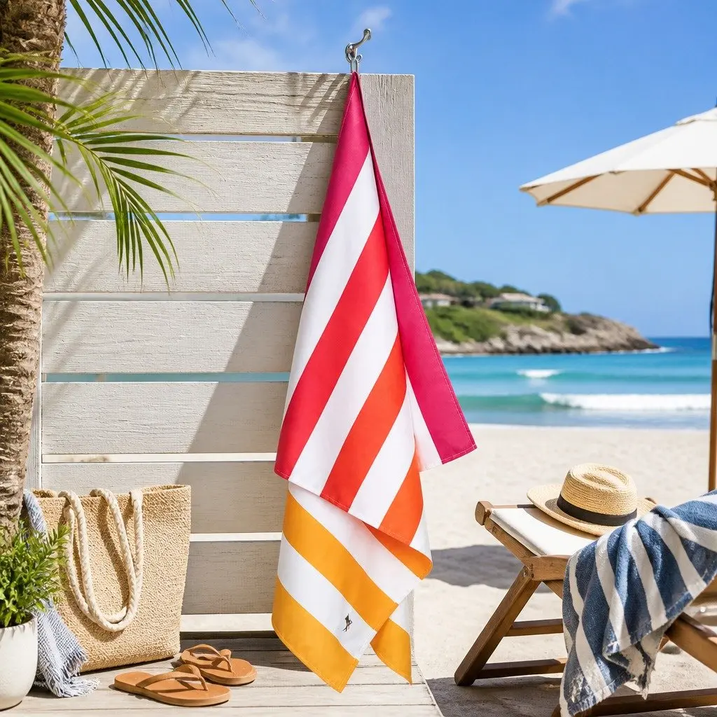 Large Beach Towel Quick Dry 160cm x 80cm Peach Sunrise