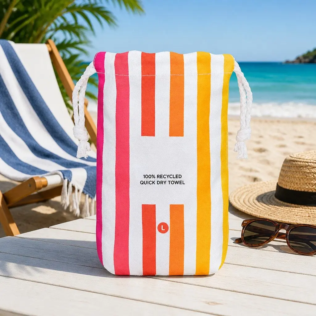 Large Beach Towel Quick Dry 160cm x 80cm Peach Sunrise