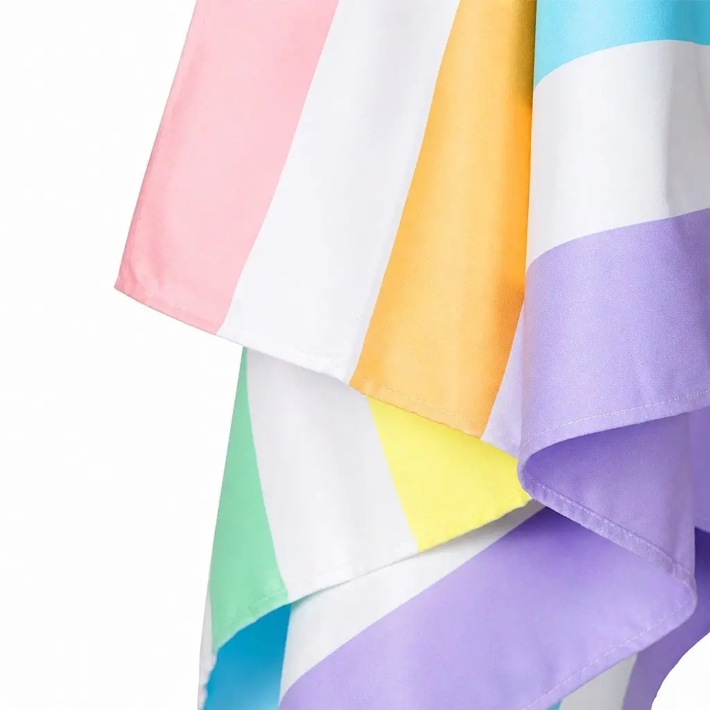 Beach Towel XL Quick Dry Striped Unicorn Waves Compact