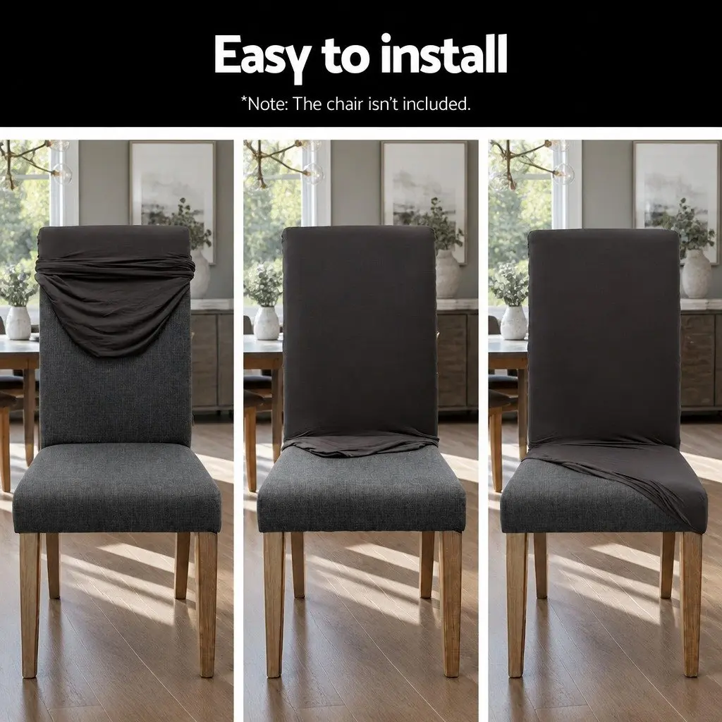 Dining Chair Covers Set 4x Spandex Stretch Slipcovers Grey Banquet Wedding Party