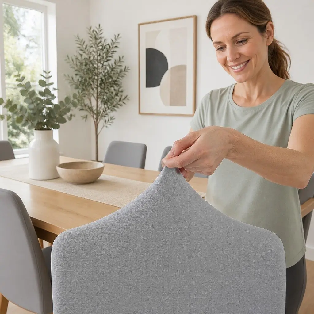 Dining Chair Covers Slipcovers Stretch Grey 4 Piece