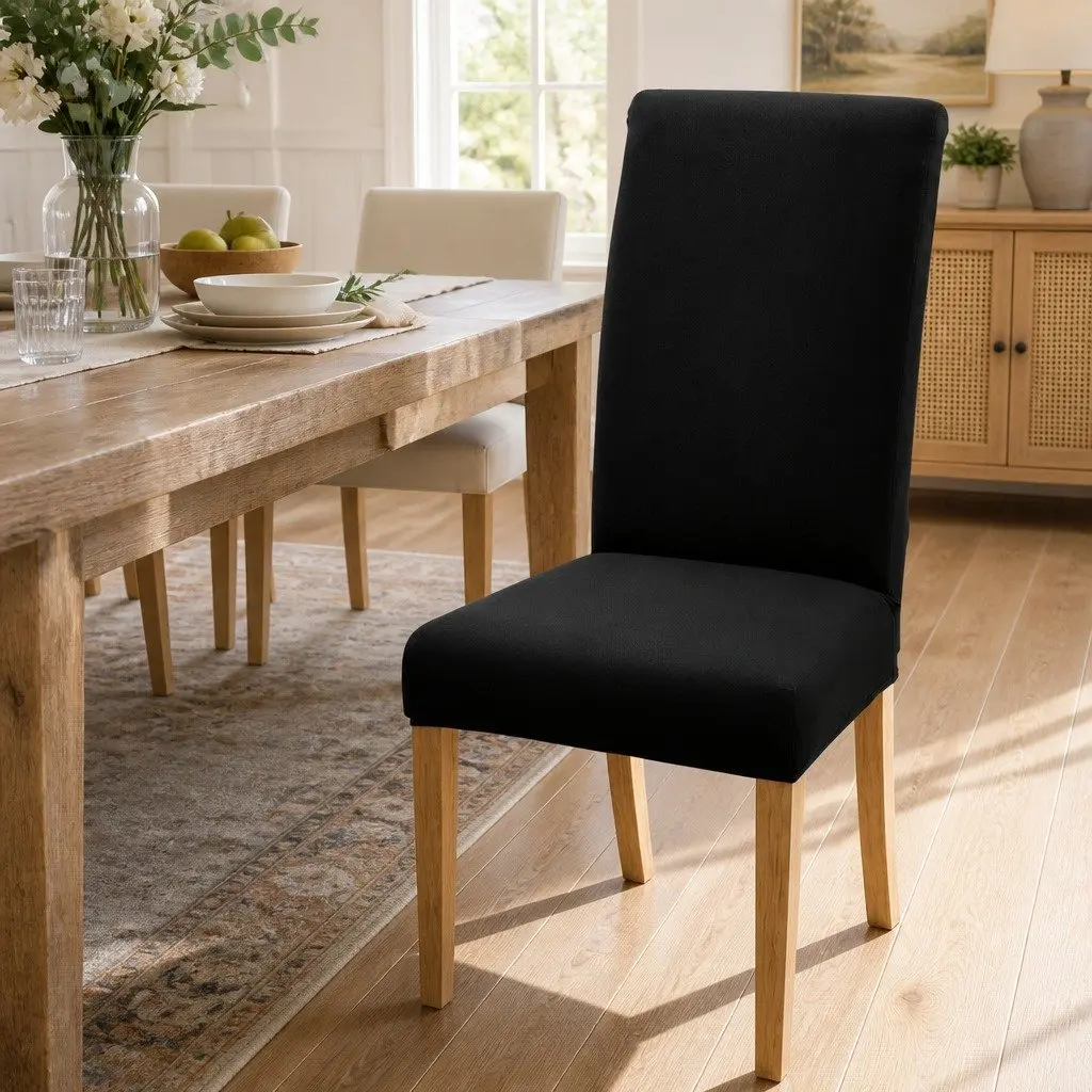 Dining Chair Covers Stretch Slipcovers Set of 6 Black