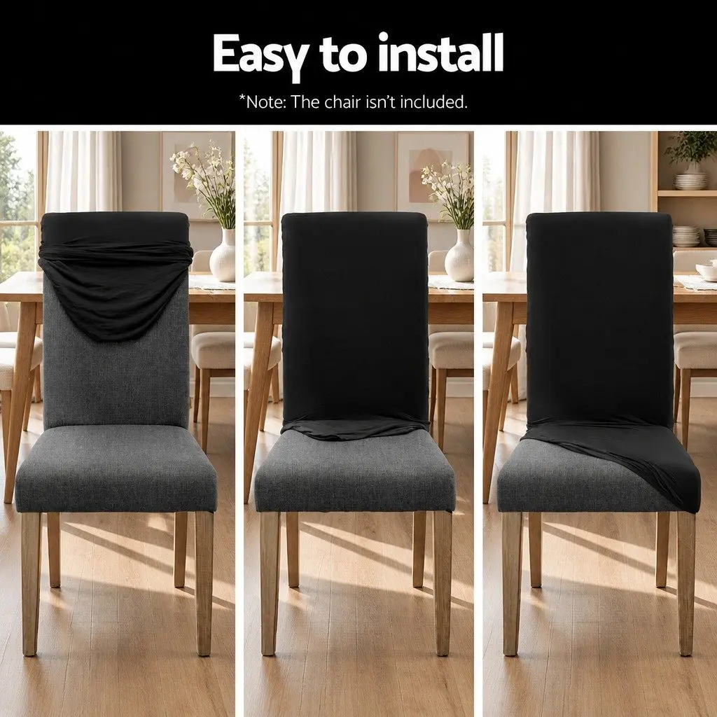 Dining Chair Covers Stretch Slipcovers Set of 6 Black