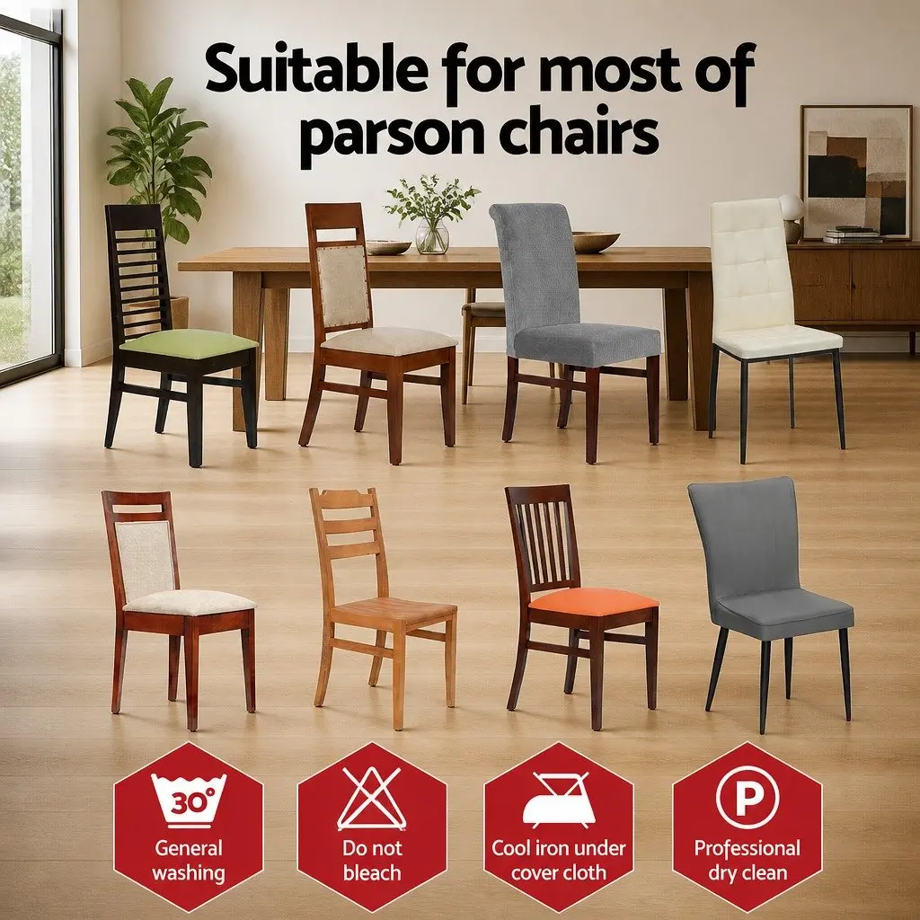 Dining Chair Covers Stretch Slipcovers Grey 6 Pack