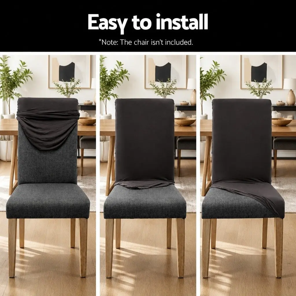 Dining Chair Covers Stretch Slipcovers Grey 6 Pack