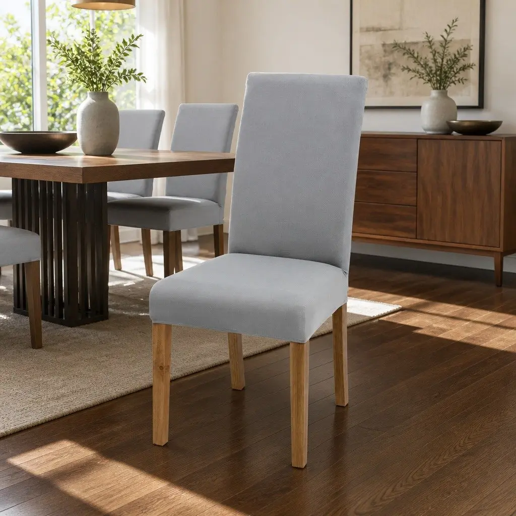 Dining Chair Covers Slipcovers Stretch Spandex 6 Piece Grey