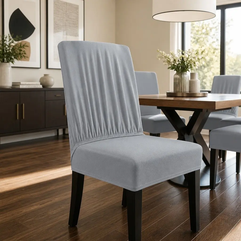 Dining Chair Covers Slipcovers Stretch Spandex 6 Piece Grey
