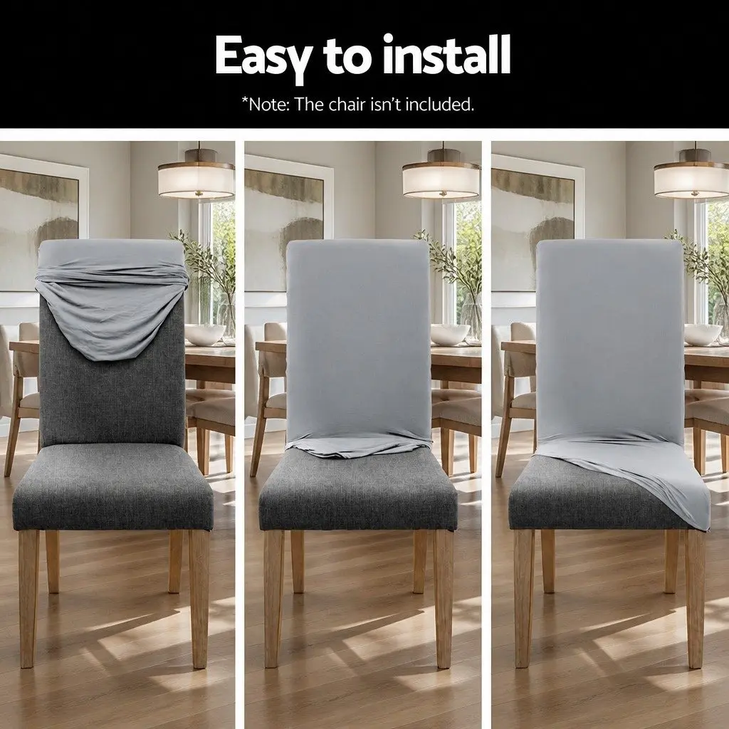 Dining Chair Covers Slipcovers Stretch Spandex 6 Piece Grey