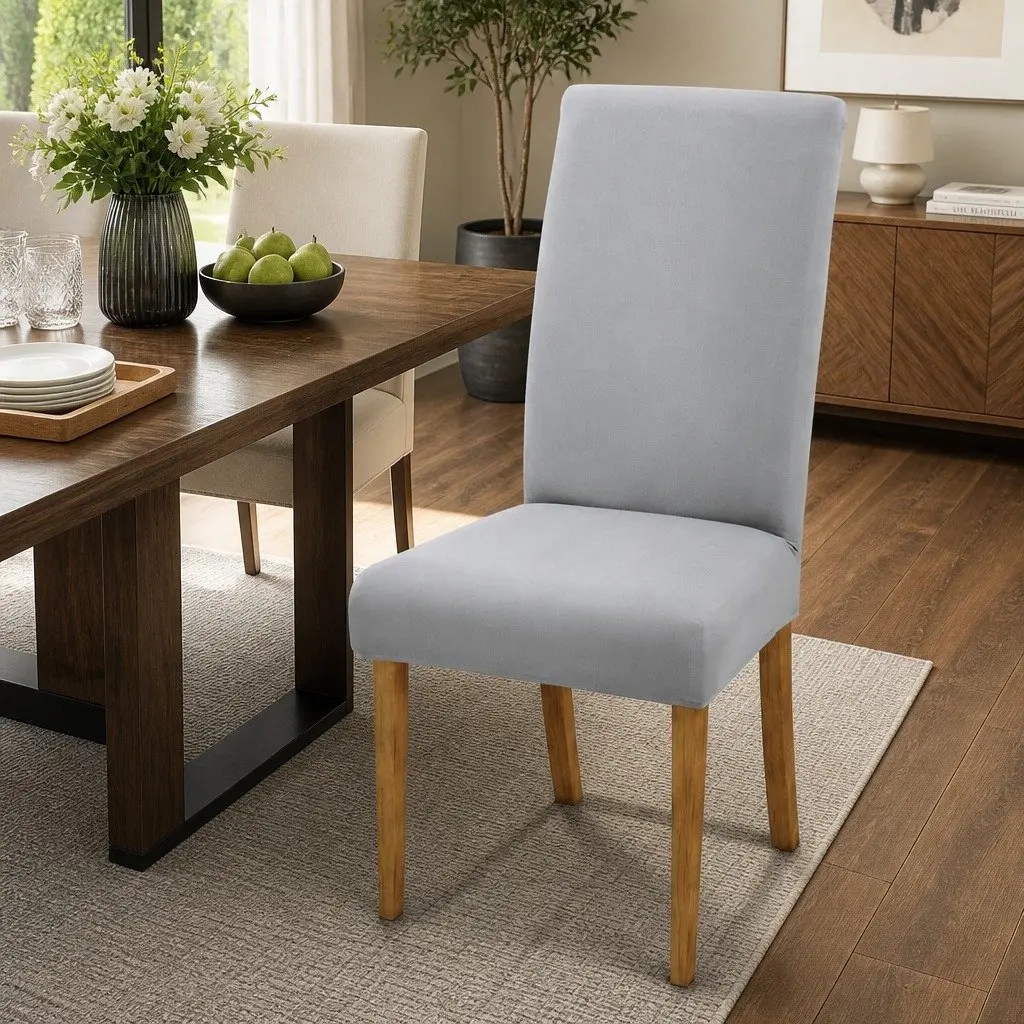 Dining Chair Covers Slipcovers Stretch Spandex 6 Piece Grey