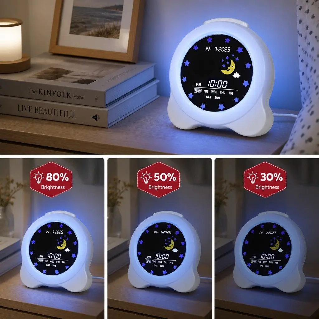Digital Day Clock Calendar Alarm LCD Display 3.8 Inch White